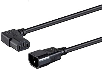 Monoprice Left Angle Extension Cable - 2 Feet - Black | IEC 60320 C14 to Left Angle IEC 60320 C13, 18AWG, 10A, SJT, 100-250V