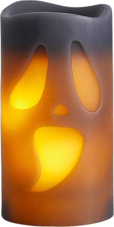 LED Halloween Dekoration Kerze Candle Echtwachs Flackerlicht warmweiß Ghostface