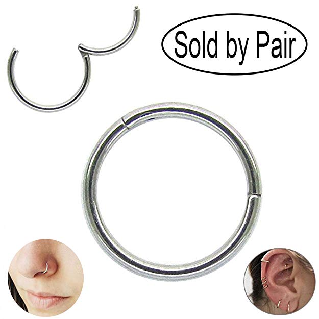 1Pair 16G Hinged Clicker Segment Septum Lip Nose Hoop Rings Helix Daith Cartilage Tragus Body Piercing Jewelry