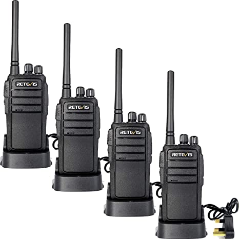 Retevis RT21 Handheld Walkie Talkies 16CH Long Range Rechargeable 2 Way Radio with CTCSS/DCS VOX for Airsoft Hiking Festival Planning Security Communication(4Pcs Black)