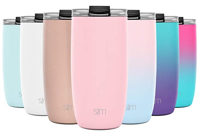 Simple Modern 16oz Voyager Travel Mug Tumbler w/Clear Flip Lid & Straw - Coffee Cup Vacuum Insulated Flask 18/8 Stainless Steel Hydro Water Bottle -Blush