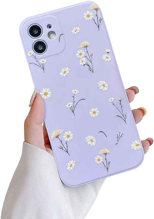 Ownest Compatible with iPhone 11 Case,Cute Daisy Flower Pattern Design Silicone Vintage Floral for Women Girls Soft TPU Anti-Scratch Protective Cases for iPhone 11-Purple