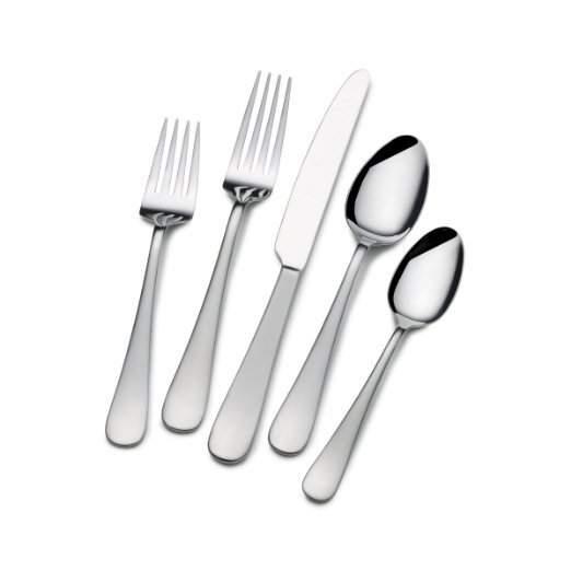 Gourmet Basics by Mikasa Satin Symmetry 20-Piece Stainless Steel Flatware Set, Service for 4