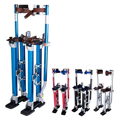 Blue Aluminum Alloy Drywall Stilts 24-40 In Adjustable 227Lbs Load Capacity 3-Position Heel Bracket Exclusive Wing Bolt Design Dual Action Springs US Delivery(Blue)