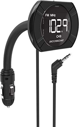 SCOSCHE FMTD13 TuneIt Universal FM Stereo Transmitter with 3.5mm AUX Cable, Black