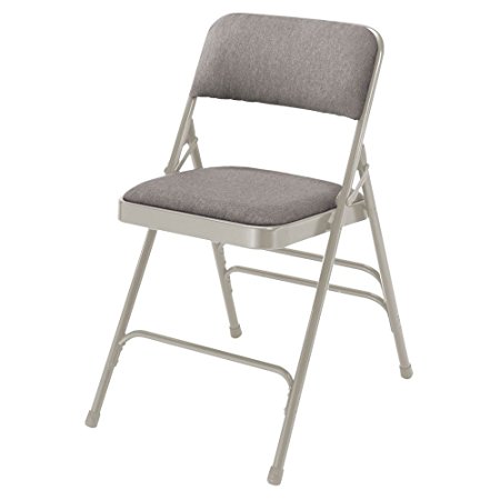 National Public Seating 2302 Steel Frame Upholstered Premium Fabric Seat and Back Folding Chair with Triple Brace, 480 lbs Capacity, Graystone/Gray (Carton of 4)