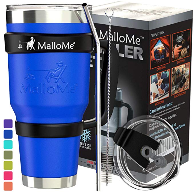 MalloMe Stainless Steel Vacuum Insulated 6-Piece Tumbler Set, Royal Blue 30 oz