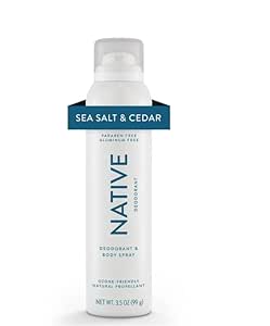 Native Deodorant and Body Spray, Sea Salt & Cedar, Aluminum-Free, for Women and Men, 3.5 oz