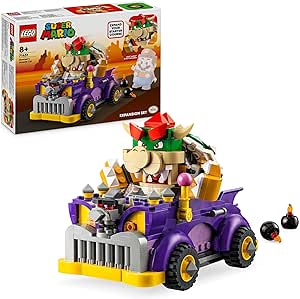 LEGO Super Mario Bowser’s Muscle Car Expansion Set, Collectible Race Kart Toy for 8 Plus Year Old Boys, Girls & Kids with a Bowser Character Figure, Small Gifts for Gamers Who Love Creative Play 71431