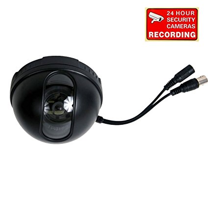 VideoSecu Color CCD Dome Security Camera DSP 3.6mm Wide Angle Lens for CCTV DVR Home Surveillance System with Bonus Warning Decal DM35B 1P9