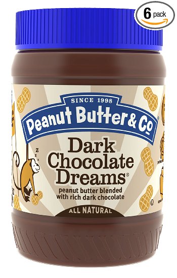 Peanut Butter & Co. Peanut Butter, Dark Chocolate Dreams, 16 Ounce Jars (Pack of 6)