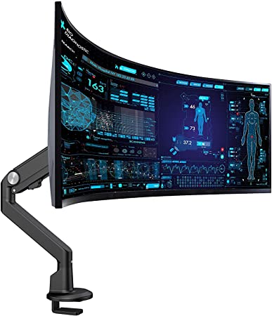AVLT-Power Single 31 lbs Monitor Desk Stand - Mount Ultrawide Computer Monitor on Full Motion Height Adjustable Arm - Top Mounting - Organize Work Surface with Ergonomic VESA Monitor Mount