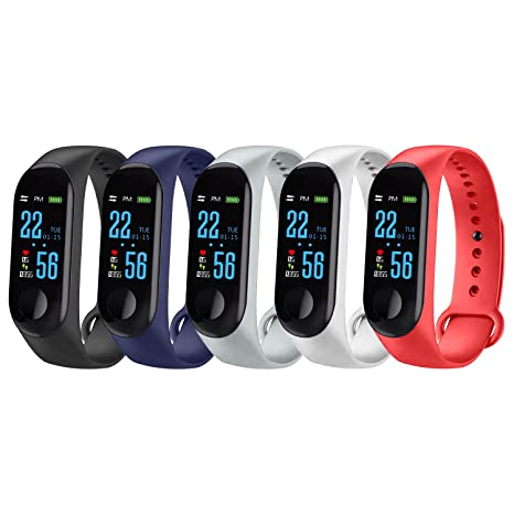 AmazonBasics Adjustable Silicone Strap Band for Xiaomi Mi Band 3/Mi Band 4 Watch - Pack 5