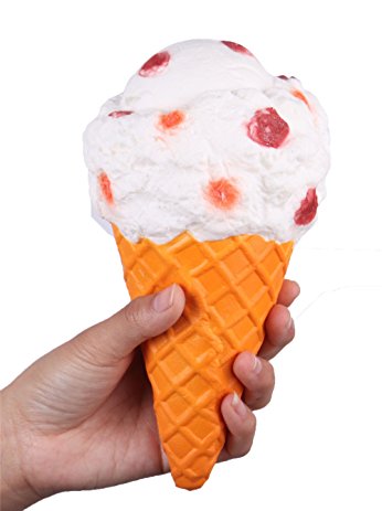 Anboor 8.2" Squishies Jumbo Slow Rising Kawaii Sweet Strawberry Squishies Ice Cream 1 Pcs White