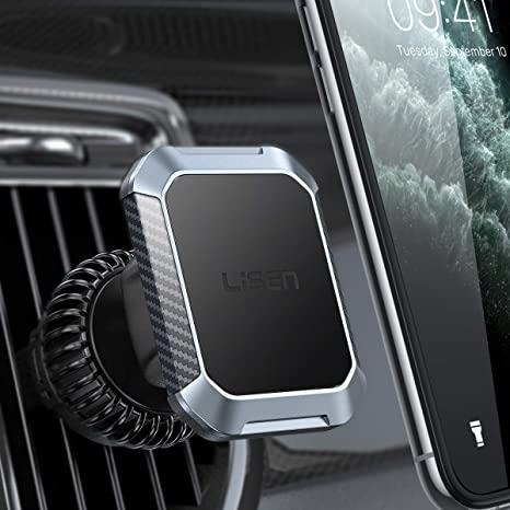 LISEN Magnetic Phone Car Mount, [2020 Upgraded] Car Vent Phone Mount with Never Fall Off Clip Fit with Vertical & Horizontal Air Vent Magnet Phone Holder for Car with [6 Magnets] for 4-6.7 inch Phone