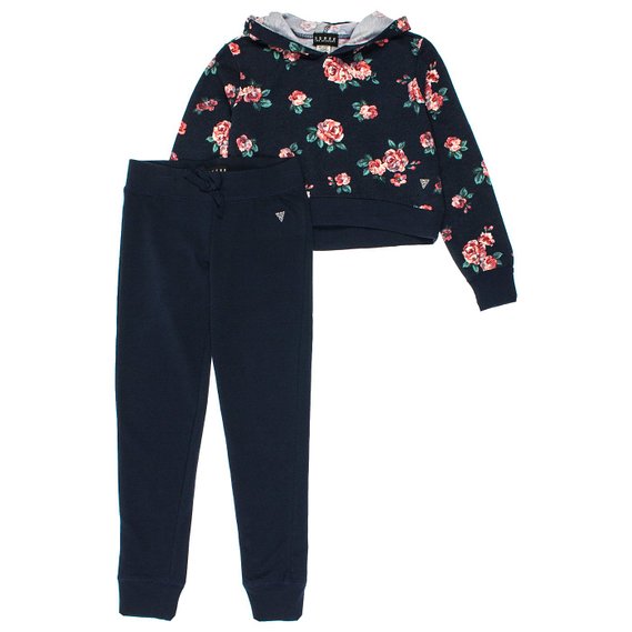 Guess Big Girls 2-Piece Cropped Hoodie and Lounge Pants Set