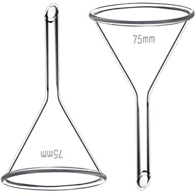 75mm Glass Funnel, Short Stem, Borosilicate Glass, Heavy Wall, Karter Scientific 213V11 (Pack of 2)