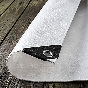200gsm Extra Heavy Duty White Tarpaulin Waterproof Camping Ground Sheet Cover Builders Roofers tarp Market Stall Shelter (10ft X 12ft - White)