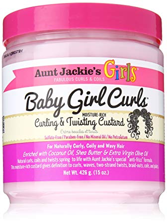 Aunt Jackie's Girls Baby Girl Curls, Curling and Twisting Custard, Great for Naturally Curly Hair, 15 Ounce Jar