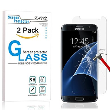 Galaxy S7 Screen Protector - KATIN [2-Pack] Samsung Galaxy S7 Tempered Glass Screen Protector [NOT S7 Edge] 9H Hardness,Bubble Free,Scratch Proof with Lifetime Replacement Warranty