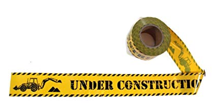 TorxGear Kids Under Construction Party Tape! - 300 Foot Roll, 3" Wide, Black and Yellow - Caution, Birthday Tape - Construction Grade Quality