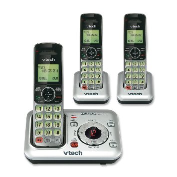 VTech CS6429-3 DECT 6.0 Expandable Cordless Phone with Answering System and Caller ID/Call Waiting, Silver with 3 Handsets