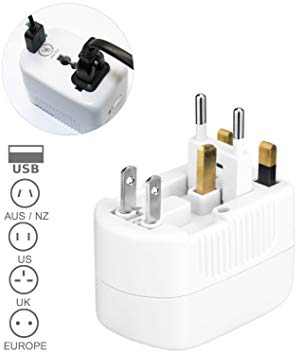 Yubi Power USB Charging Port (1A) All in One Universal Worldwide Travel Wall Charger AC Power AU UK US EU Plug Adapter Adapter.