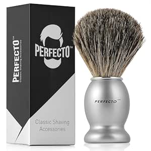 Perfecto 100% Original Pure Badger Shaving Brush, Engineered for The Best Gift For Him. All Methods, Safety Razor, Double Edge Razor, Straight Razor, Shaving Razor, Gift for Men