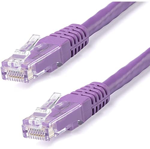 StarTech.com 15ft CAT6 Ethernet Cable - Purple CAT 6 Gigabit Ethernet Wire -650MHz 100W PoE   RJ45 UTP Molded Category 6 Network/Patch Cord w/Strain Relief/Fluke Tested UL/TIA Certified (C6PATCH15PL)