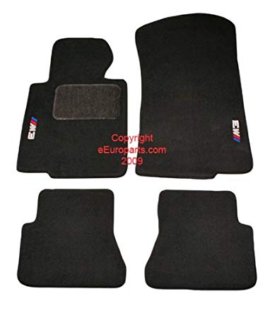 BMW Genuine M Logo Black Floor Mats for E46 - 3 SERIES M3 CONVERTIBLE (2000 - 2006), set of Four