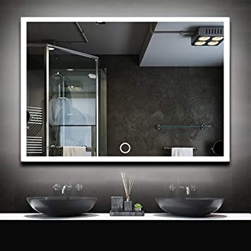LED Bathroom Mirrors - 32x24 Inch Touch Switch Wall Mounted Lighted Bathroom Vanity Mirror Adjustable Warm White/Natural/Daylight Lights（Horizontal）