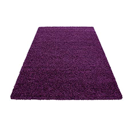 SMALL - EXTRA LARGE SIZE THICK MODERN PLAIN NON SHED SOFT SHAGGY RUGS CARPETS RECTANGLE & ROUND CARPETS COLORS ANTHRACITE BEIGE BROWN CREAM GREEN GREY LIGHTGREY PURPLE RED TERRA NAVY RUGS, Size:120x170 cm, Color:Purple