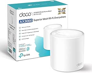 TP-Link Deco WiFi 6 Mesh AX3000Mbps Deco X50(1-pack), Système WiFi 6 pour Toute la Maison, Couverture de 230㎡, Installation Facile, Contrôle Parental, Compatible avec toutes les Box Fibre