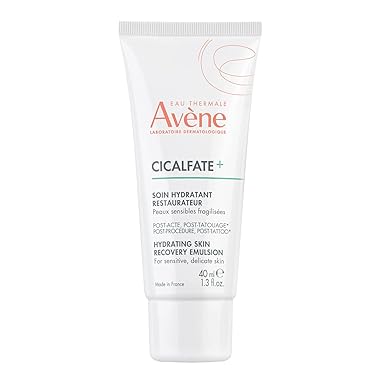 Eau Thermale Avène Cicalfate  Hydrating Skin Recovery Emulsion - Post-Procedure & Post-Tattoo Restoration - Postbiotic Skincare - Non-Comedogenic & Paraben-Free - 1.3 fl. oz.