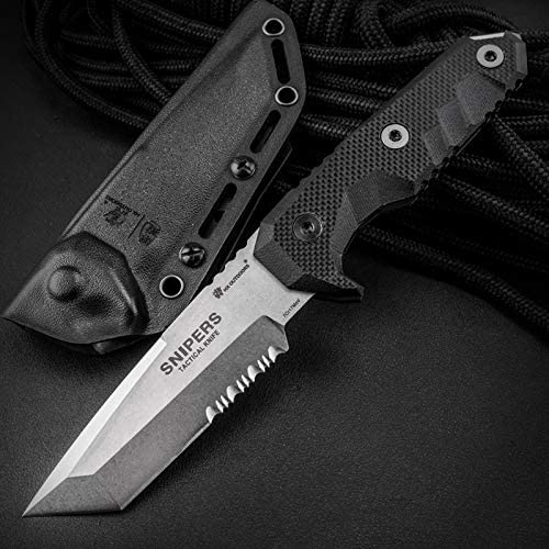 HX outdoors - Fixed Blade Tactical Knives with Sheath,Tanto Blade Outdoor Survival Knife,Special Forces Tactical Knife,Ergonomics G10 Anti-skidding Handle