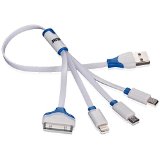 Vastar Premium Quality 4 in 1 Multiple USB Charging Cable Adapter Connector with 8 Pin Lighting  30 Pin  Micro USB  Mini USB Ports for iPhone 6s 6s Plus iPhone 6 6 Plus 5  5S  5C 4S 4 iPad 4 3 2 iPad Air iPad Mini iPod touch 5th Gen iPod Nano 7th Gen Galaxy S2 S3 S4 and More