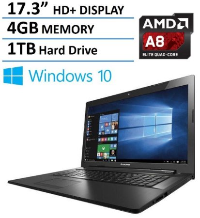 2016 Newest Lenovo G70 17.3" Premium High Performance Laptop (AMD Quad-Core A8-6410 2.0 GHz processor, 4GB RAM, 1TB HDD, 17.3" HD  1600 x 900 Display , DVD /-RW, Webcam, HDMI, Bluetooth, Windows 10)