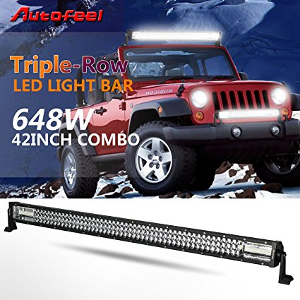 Autofeel 42" Led Light Bar Triple Row 648W 64800LM Cree 7D Spot Flood Combo Beam for Off Road Jeep ATV AWD SUV 4WD 4x4 Pickup