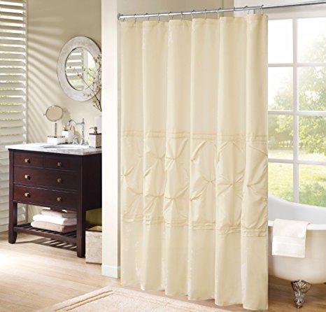 Comfort Spaces – Cavoy Shower Curtain – Ivory – Tufted Pattern - 72x72 inches