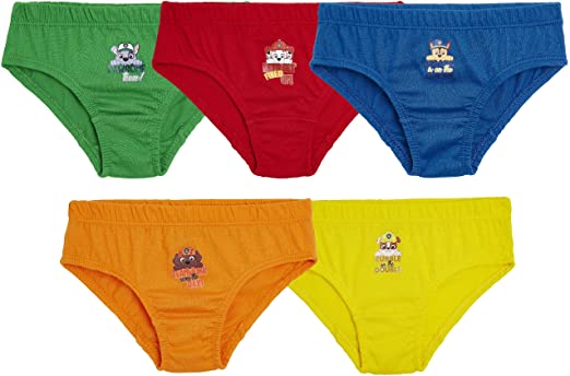 Paw Patrol Boys Pants, Pack of 5 Briefs With Mighty Pups Print Marshall Chase Paw Patrol, 100% Soft Cotton Boys Underwear, Gifts For Boys Toddlers Age 18 Months - 7 Years