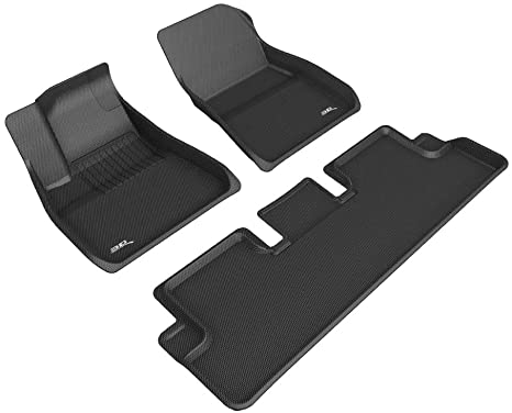 3D MAXpider Tesla Model 3 2020 Floor Mats Custom Fit All-Weather Car Liners, Kagu Series (1st & 2nd Row, Black)