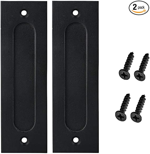 Fpz-bd 2pcs 7 inch Running Black Sliding Barn Door Finger Pull Set | Heavy Duty Modern Simple Invisible Handle| with Flat Bottom Easy to Install barn Door Flush Handle Flush Door Pull