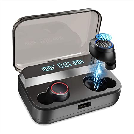 BlueFire Wireless Earbuds IPX7 Waterproof Bluetooth 5.0 True Wireless Stereo Earbuds Touch Control Bluetooth Earphones with 4000mAh Charging Case & Built in Mic for Running, Driving, Gym