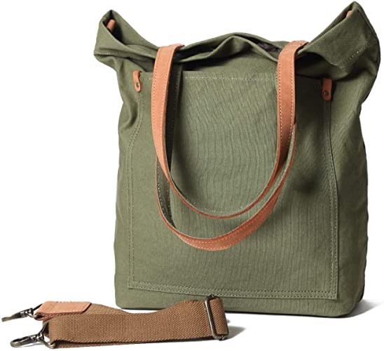 Jeelow Canvas Tote Shoulder Bag Handbag Crossbody Bags Purse For Men & Women Adjustable Strap