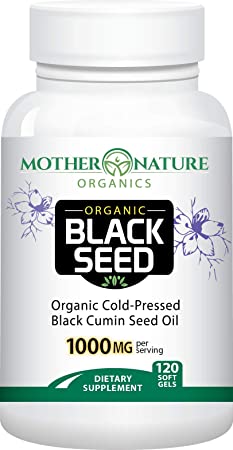 Organic Black Seed Oil 1000mg - 120 Softgel Capsules (Non-GMO) Premium Cold-Pressed Nigella Sativa - Black Cumin Seed Oil with Omega 3, 6, 9 - Darkest, Highest TQ Content