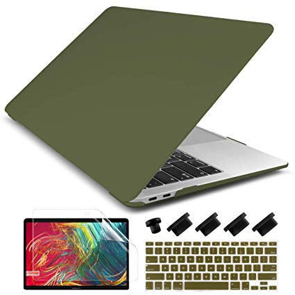 Dongke MacBook Air 13 inch Case 2019 2018 Release Model A1932, Rubberized Frosted Matte Hard Shell Cover Case for MacBook Air 13.3 inch with Retina Display Touch ID - Avocado Green