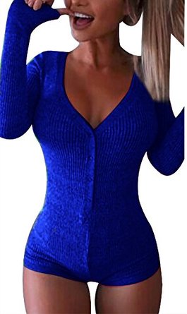 Moxeay V-neck One Piece Bodysuit Bodycon Rompers Overall