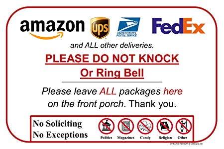 Leave Package Sign - Do Not Knock or Ring Bell (Do Not Knock or Ring Bell)