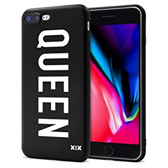 XIX iPhone 7 Plus Case Queen Slim Fit Black Shockproof Bumper Cell Phone Accessories Queen & King Design Thin Soft TPU Protective Cover for Women Apple iPhone 8 Plus Cases Luxury for Girls
