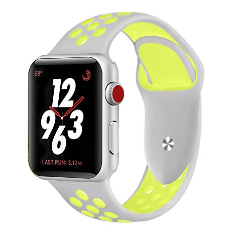 Braceleter Sport Band For Apple Watch 42mm 38mm,Soft Silicone Strap Replacement Wristbands For Apple Watch Sport Series 3 Series 2 Series 1